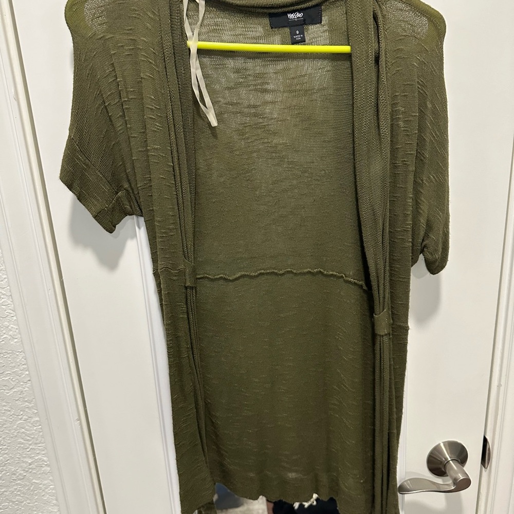 Olive Green Short Sleeve Cardigan